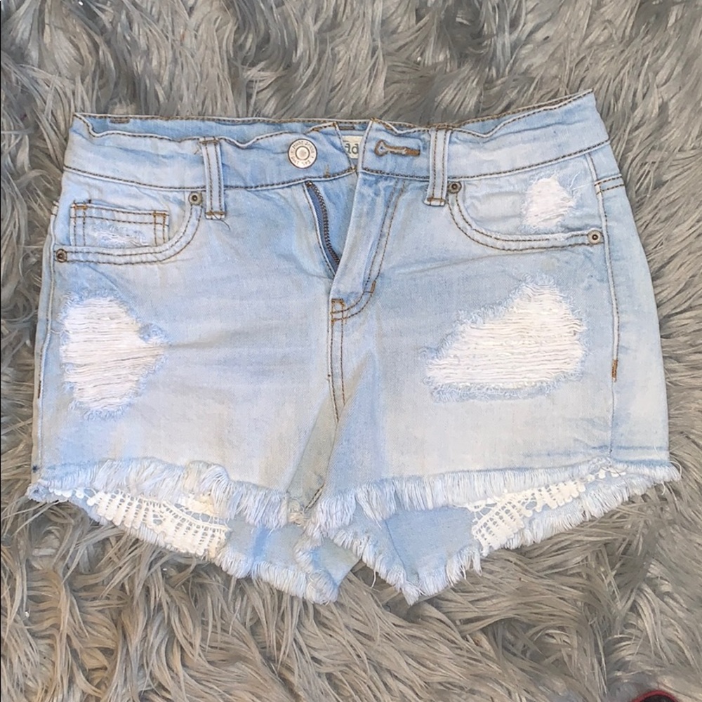 light wash denim shorts